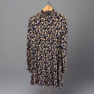 Boden Mock Neck Dress Women’s 10 Smocking Neck Cuffs Floral Bohemian Feminine